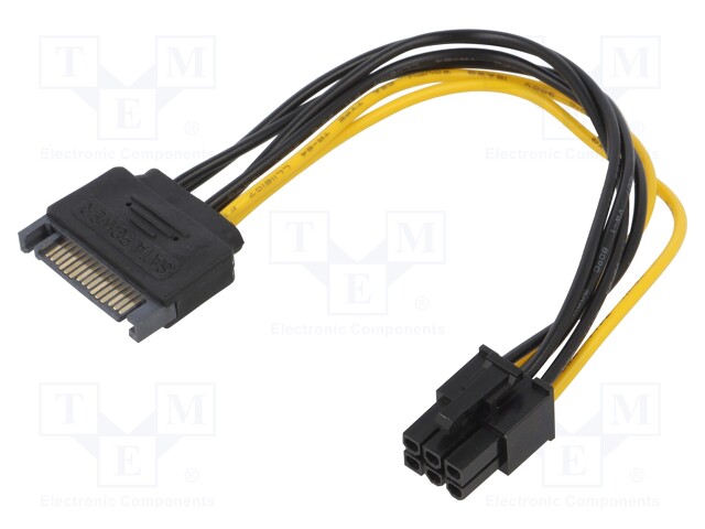 Cable: mains SATA; PCI-E 6pin female,SATA male; 0.15m