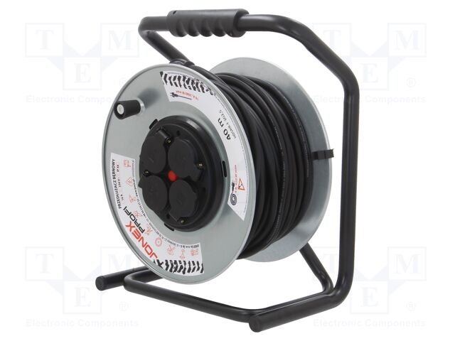 Extension lead; reel,with non-rotating sockets; Sockets: 4; 40m