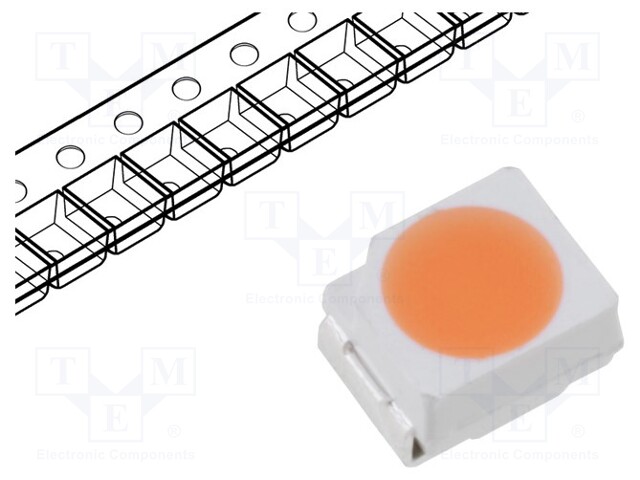 LED; SMD; 3528,PLCC2; yellow (yolk); 7.7÷8.2lm; 3.5x2.8x1.9mm