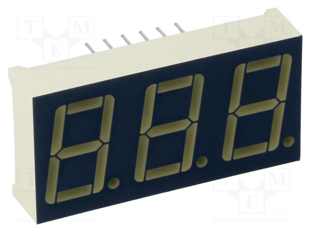 Display: LED; 7-segment; 14.2mm; 0.559"; No.char: 3; red; 31÷73mcd