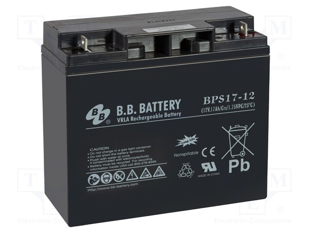 Re-battery: acid-lead; 12V; 17Ah; AGM; maintenance-free; 6.15kg