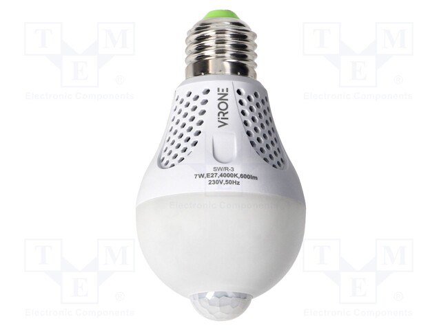 LED lamp; E27; 230VAC; 1480lm; 7W; 360°; 4000K; CRImin: 80; 6m