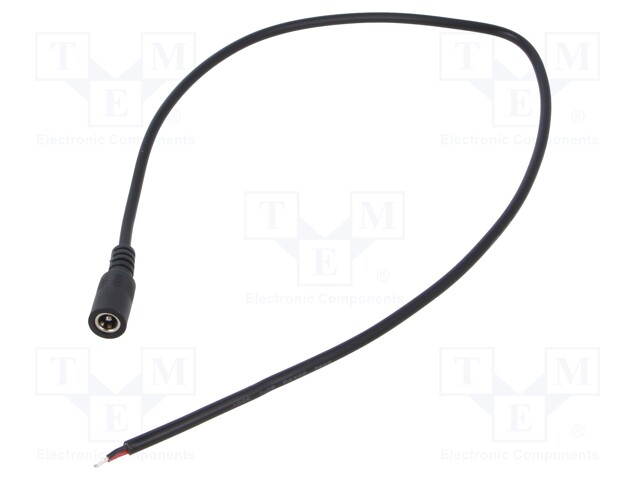 Cable; 2x0.5mm2; DC 5,5/2,1 socket; straight; black; 0.5m