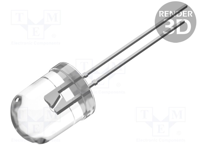 LED; 10mm; red; 25000÷30000mcd; 30°; Front: convex; Pitch: 2.54mm