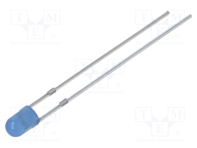 LED; 3mm; blue; 330÷500mcd; 40°; Front: convex; 2.9÷3.4VDC; -30÷85°C