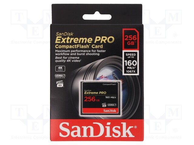 Memory card; Extreme Pro; Compact Flash; 256GB; Read: 160MB/s