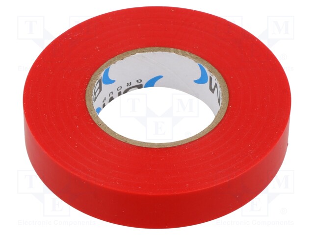 Tape: electrical insulating; W: 15mm; L: 25m; Thk: 0.15mm; red; 200%