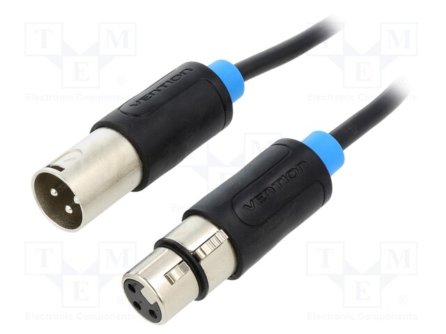 Cable; XLR male 3pin,XLR female 3pin; 1m; Plating: nickel plated