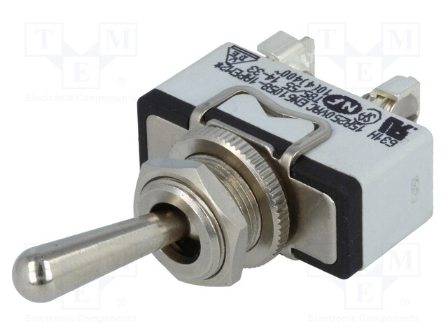 Switch: toggle; Pos: 2; SPST; OFF-ON; 15A/250VAC; 15A/12VDC