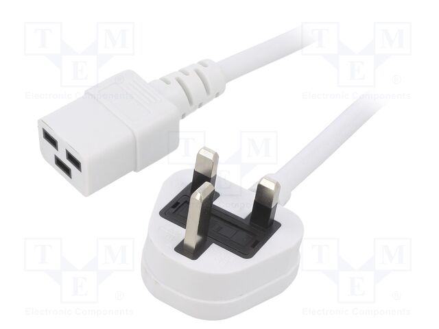 Cable; 3x1.5mm2; BS 1363 (G) plug,IEC C19 female; PVC; 1.5m; 13A