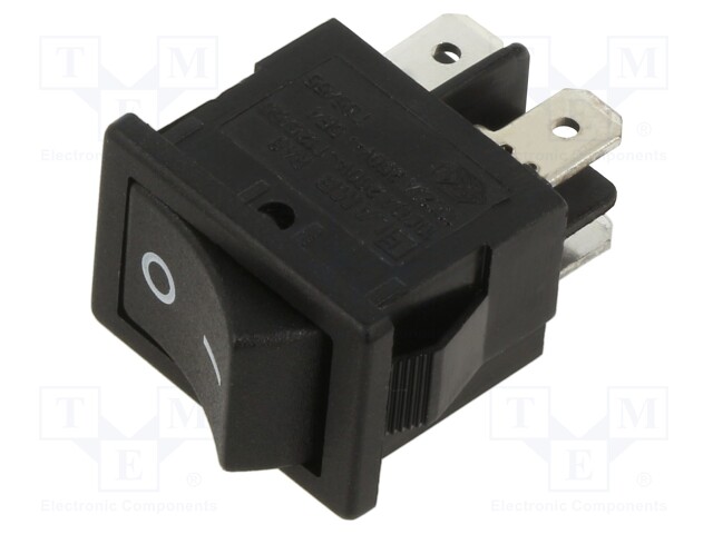 ROCKER; DPST; Pos: 2; OFF-ON; 10A/250VAC; black; Rcont max: 35mΩ