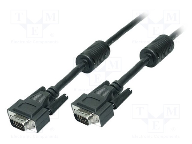 Cable; D-Sub 15pin HD plug,both sides; black; 5m