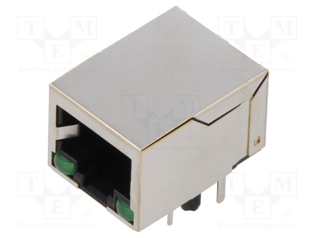 Socket; RJ45; PIN: 8; shielded,with LED; Layout: 8p8c; THT
