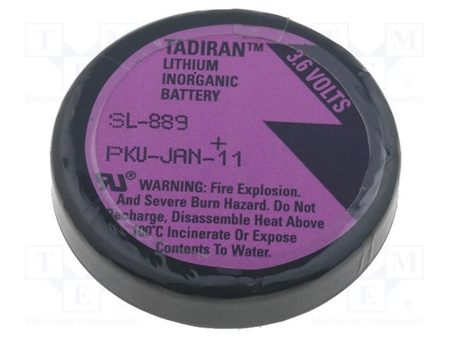 Battery: lithium (LTC); 3.6V; 1/10D; axial; Ø33x6.2mm; 1000mAh