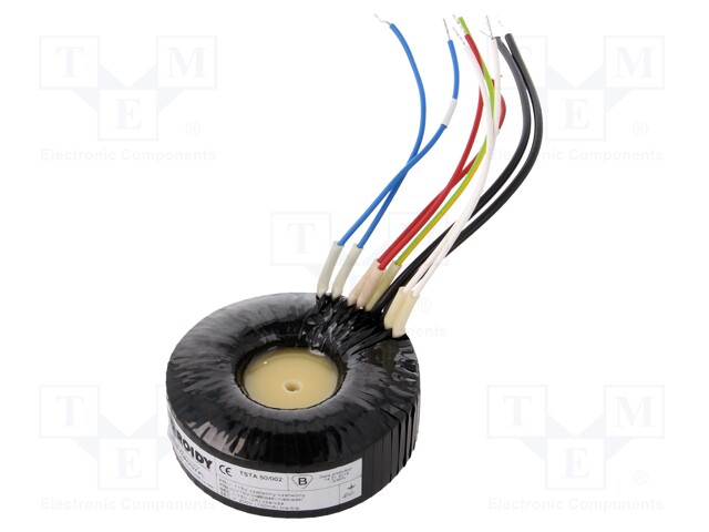 Transformer: toroidal audio; 50VA; 115/115VAC; 200V; 15V; 100mA; 2A