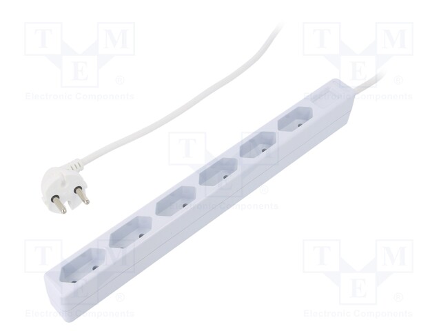 Plug socket strip: protective; Sockets: 6; 250VAC; 15A; 1.5m; IP20