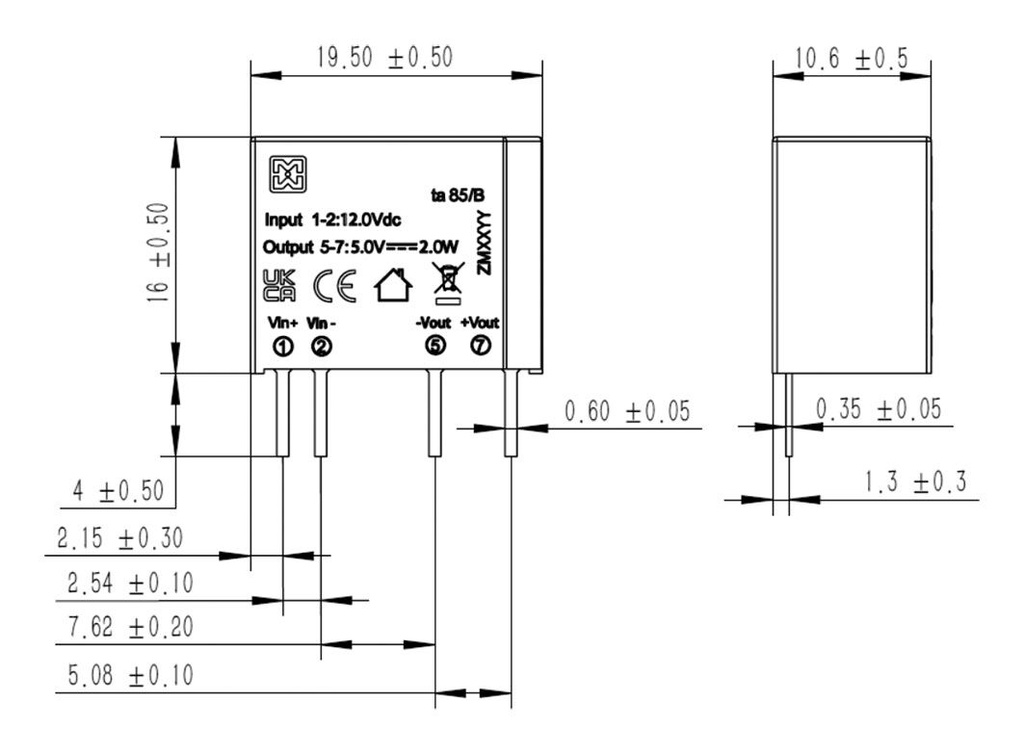 Converter: DC/DC; 1W; Uin: 21.6÷26.4VDC; Uout: 5VDC; Iout: 200mA; PCB