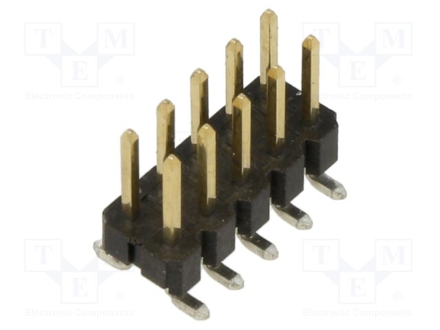 Socket; pin strips; male; 2.54mm; PIN: 10; SMT; on PCBs; Layout: 2x5