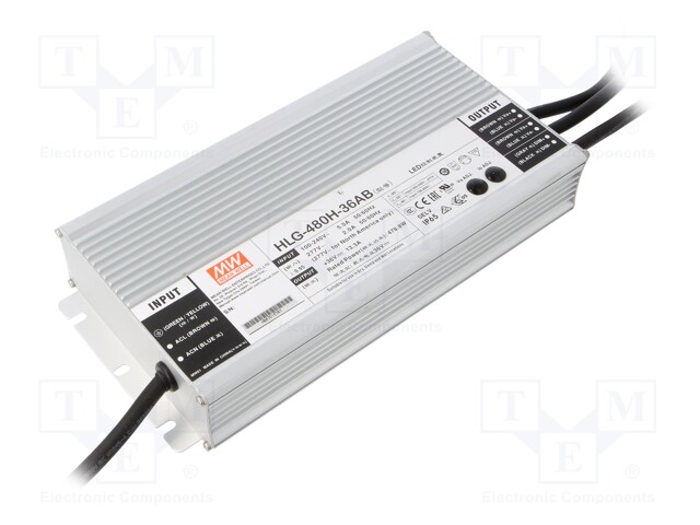 Power supply: switched-mode; LED; 478.8W; 36VDC; 30.6÷37.8VDC