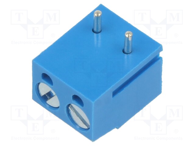 PCB terminal block; straight; 5mm; ways: 2; on PCBs; terminal; blue