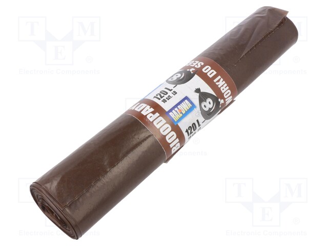Trash bags; LDPE; Colour: brown; 10pcs; 120l