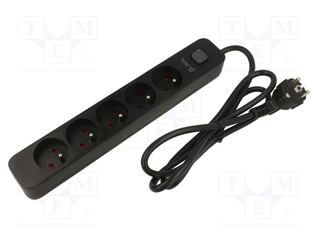 Plug socket strip: protective; Sockets: 5; 230VAC; 16A; black