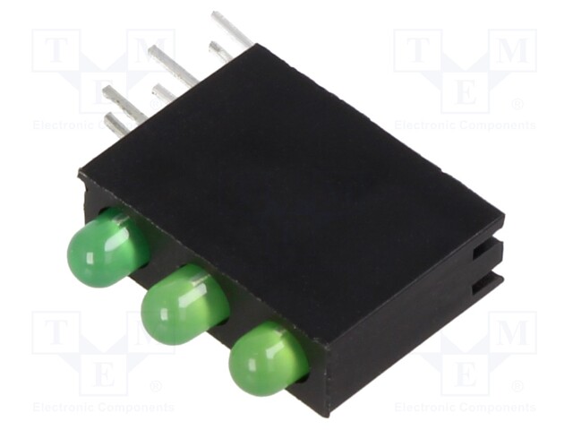 LED; in housing; yellow green; 3mm; No.of diodes: 3; 20mA; 30°