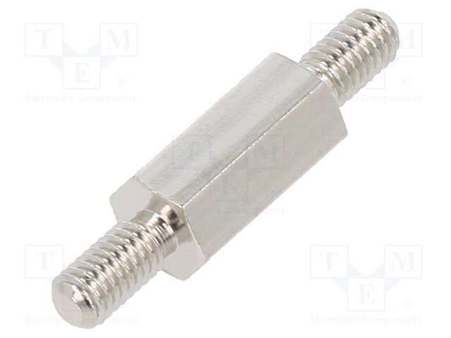 Screwed spacer sleeve; 10mm; Ext.thread: M3; hexagonal; brass