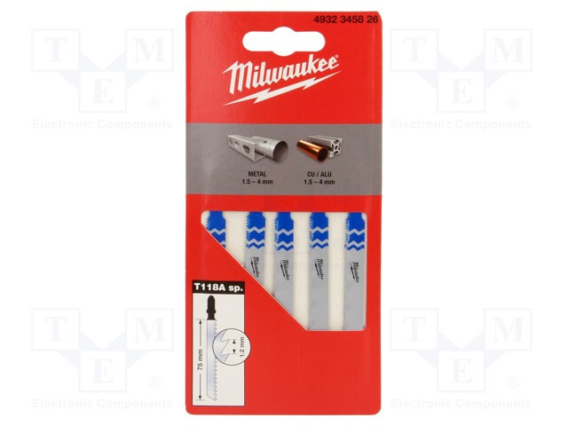 Hacksaw blade; metal; 66mm; 5pcs; Kind of holder: T