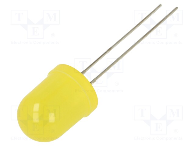 LED; 10mm; yellow; 120÷210mcd; 60°; Front: convex
