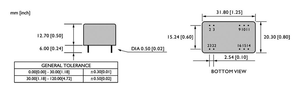 Converter: DC/DC; 2.4W; Uin: 9÷18VDC; Uout: 12VDC; Iout: 200mA; DIP24