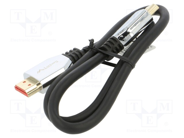 Cable; HDMI 2.1; HDMI plug,both sides; rubber; 1.8m; black; 30AWG