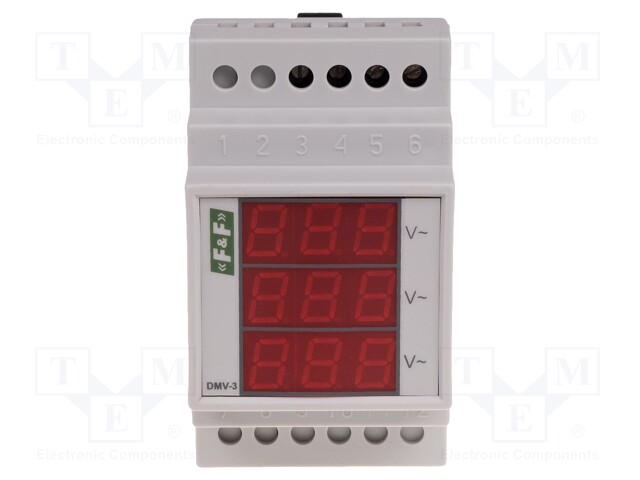 Voltmeter; digital,mounting; 100÷265V; Meas.accur: ±1%; 45÷55Hz