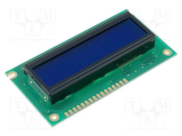 Display: LCD; alphanumeric; STN Negative; 16x2; blue; 84x44x13.5mm