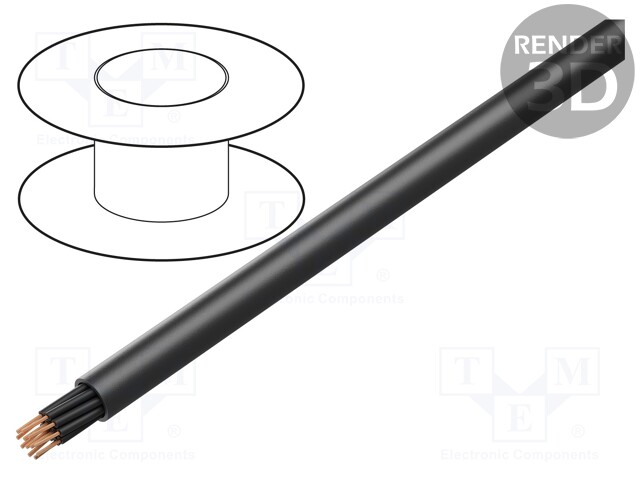 Wire; H07RN-F; stranded; Cu; 12x1,5mm2; rubber; black; 450/750V