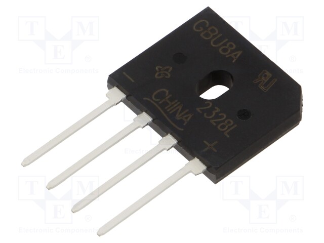 Bridge rectifier: single-phase; Urmax: 50V; If: 8A; Ifsm: 200A; flat