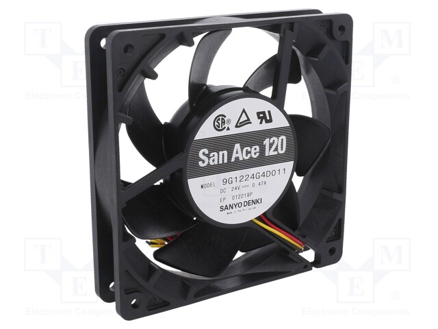 Axial Fan, 24 V, DC, 120 mm, 25 mm, 130 cu.ft/min, 3.68 m³/min