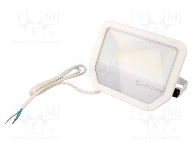 Lamp: LED flood light; 4000K; IP65; Body: white; 50W; Len: 1m; 230VAC