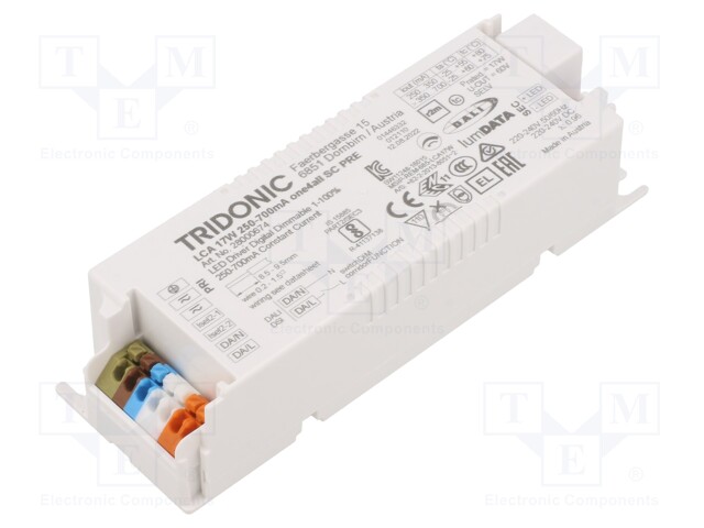 Power supply: switched-mode; LED; 17W; 15÷50VDC; 250÷700mA; IP20