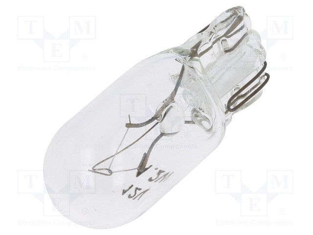 Filament lamp: glass base; W2,1x9,5d; 12VDC; 100mA; Bulb: T1 3/4