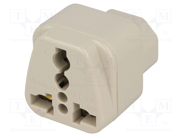 Transition: adapter; Layout: 2P+PE; Type: C13 (F); white; 250VAC