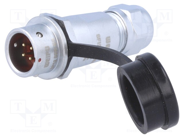 Plug; male; SF12; PIN: 4; IP67; 4÷6.5mm; 5A; soldering; for cable