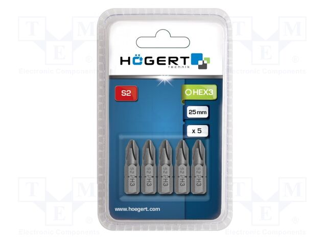 Screwdriver bit; Phillips; PH3; Overall len: 25mm; 5pcs.