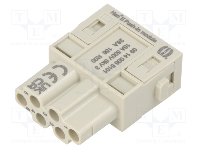 Connector: HDC; module; female; Han-Modular®; PIN: 6; push-in; 16A