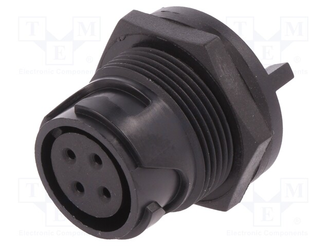 Connector: circular; socket; female; PIN: 4; w/o contacts; UL94V-0