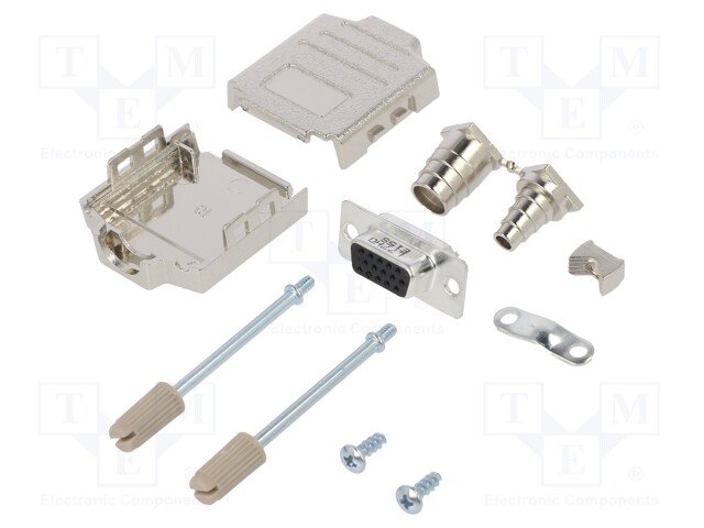 D-Sub HD; PIN: 15; female; shielded,metalized; straight; soldering
