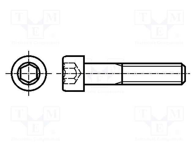 Screw; M8x45; DIN: 912; Head: cheese head; imbus; HEX 6mm; 28mm