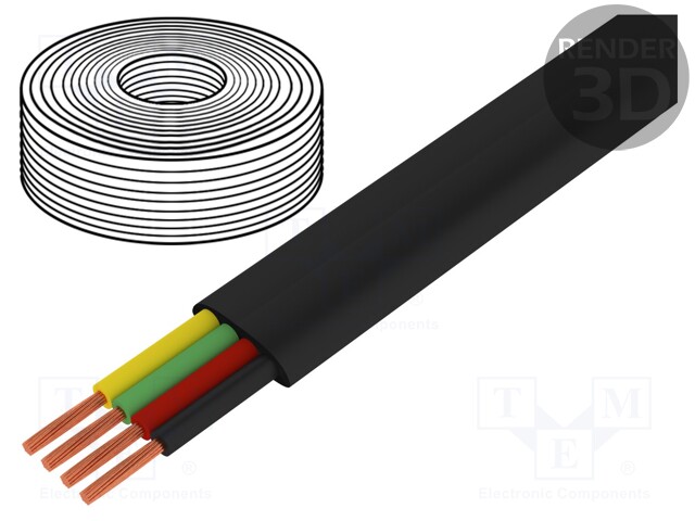 Wire: telecommunication cable; stranded; black; 100m; Core: CCA