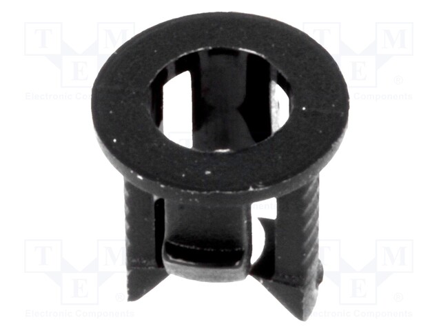 LED holder; 3mm; one-piece; black; UL94V-2; L: 5.6mm; Mat: polyamide