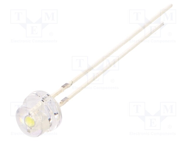 LED; white cold; 750÷1120mcd; 100°; Front: convex; 5V; 2.54mm; THT